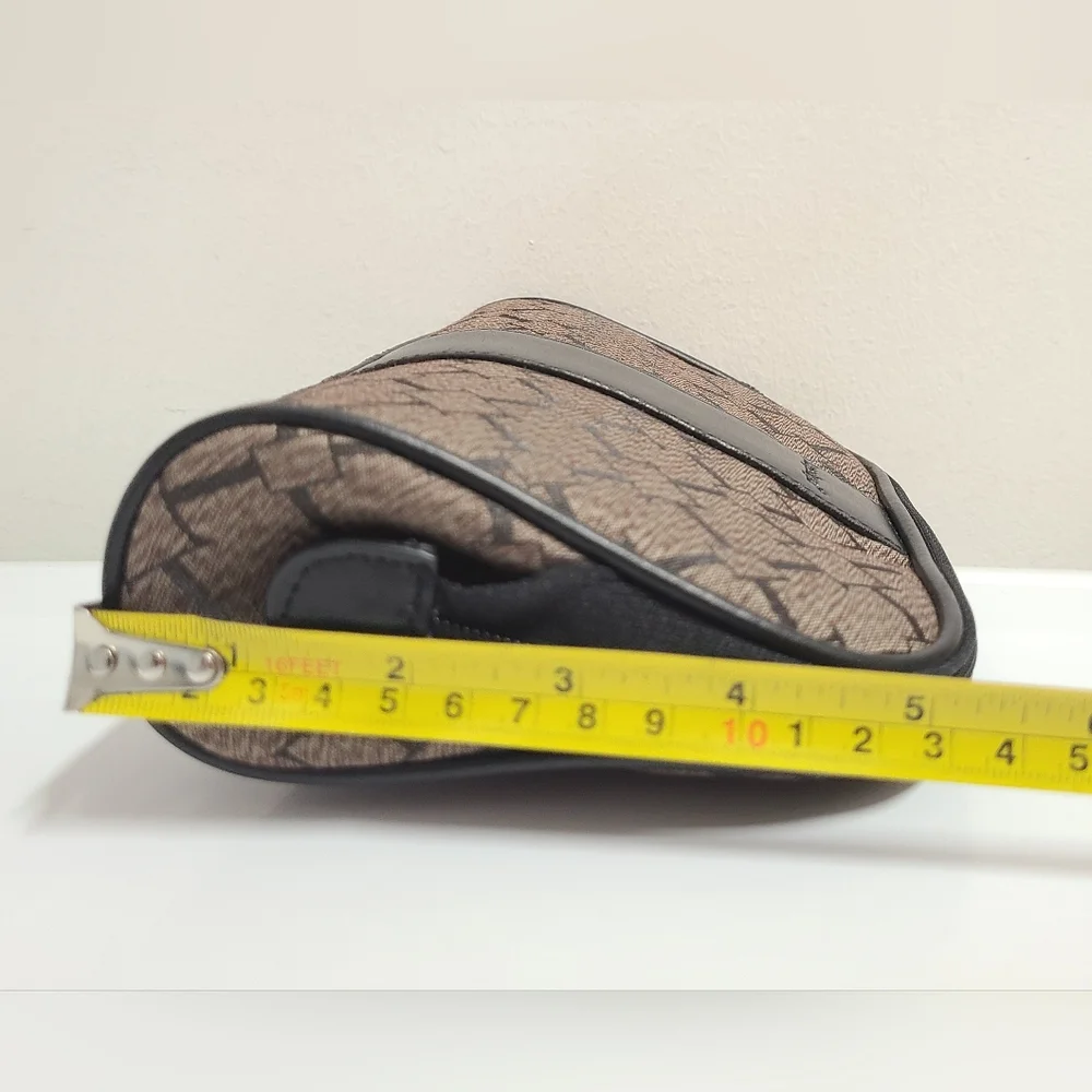 Longaberger Vintage Zip Top Signature Cosmetic Case Brown Diamond Print